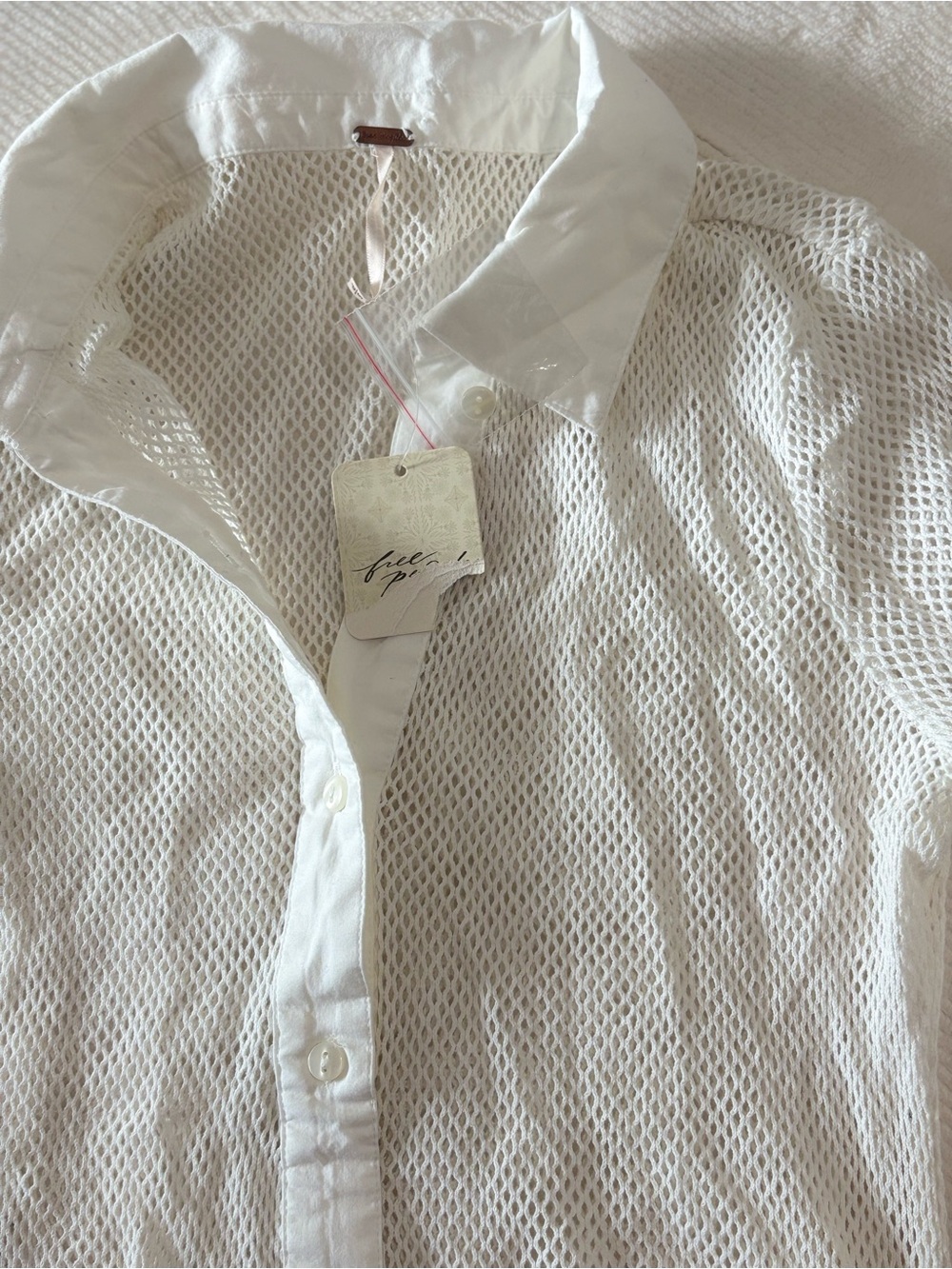 Free People White Mesh Button-Down Shirt - Picture 5 of 5